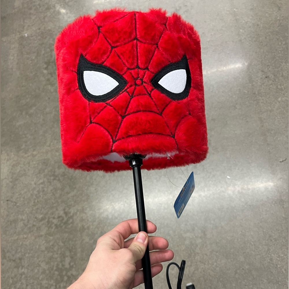 Red colored fuzzy spider man lamp